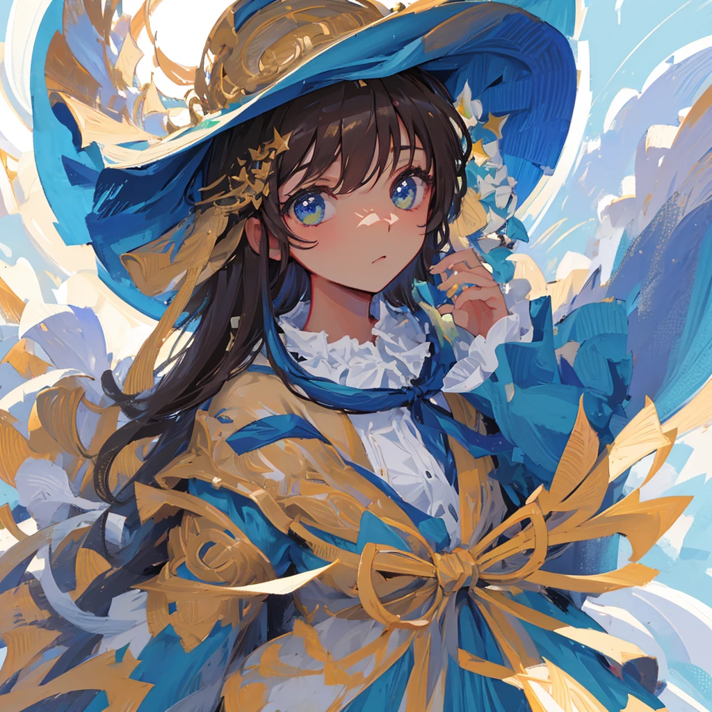 ((masterpiece)), ((best quality)), (close-up:1.35), 1girln, solo, big hat, face covered by big hat