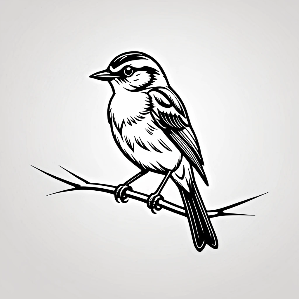 a tattoo design, a small bird, minimalistic, black and white drawing, detailed, 8k