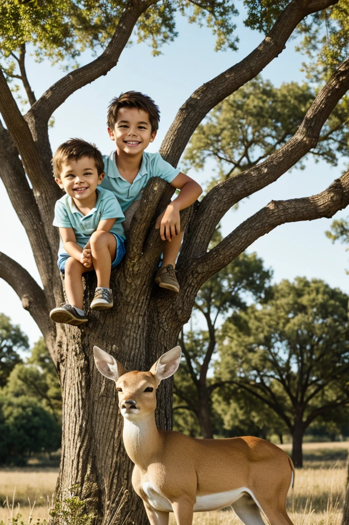 Oak tree with son and a beautiful smile with a beautiful doe and divine eyes 