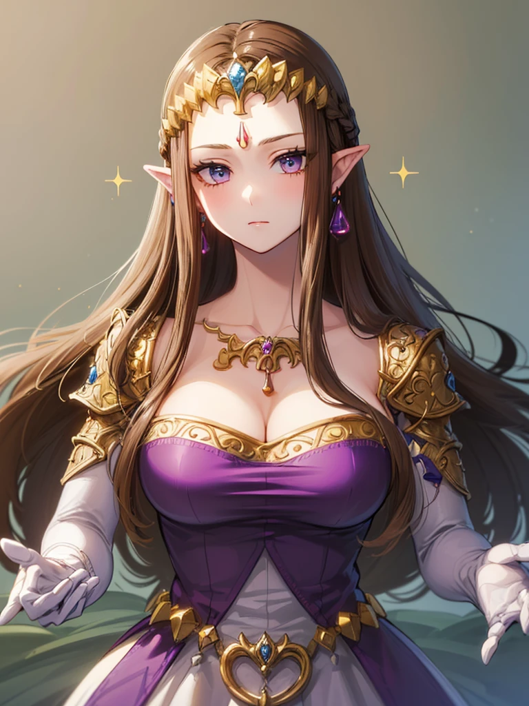 (((Face close-up))),(((No background))),(Expressionless),((()))))),((Upper Body)),((alone)),(())),Anime art style,masterpiece,(Highest quality), (Super detailed),(Very delicate and beautiful),(alone),(detailedな顔と目),Beautiful eyes like jewels,(A truly gorgeous jeweled ruffled rococo ball gown dress),(((Mature Woman,Queen))),((1 Queen in a beautiful embroidery and jeweled absolutely gorgeous rococo ballgown dress with voluminous full length hoop skirt)),((crinoline)),,((Straight hair galore,Very long straight hair with plenty of volume,Super long straight hair)),,Cleavage,(bed),length_gloves,Very gorgeous hair accessory,Sparkling、((((Front Face)))),((((Adult Expressions)))),((((Beautiful Face)))),((((dress)))),(()),(((Long Hair)))),((((Straight hair)))),((Cleavage)),((((Dark brown hair)))),Princess Zelda,((chest is slightly exposed)), ((Highest quality)),,(Very detailed) ,((Purple blouse)),(((Use one hand to push your hair aside))),Brown Hair,(()),, ((Highest quality)), (Very detailed),((detailed)),((())),Nintendo, The Legend of Zelda),,((alone)), ((Highest quality)), (Very detailed), ,