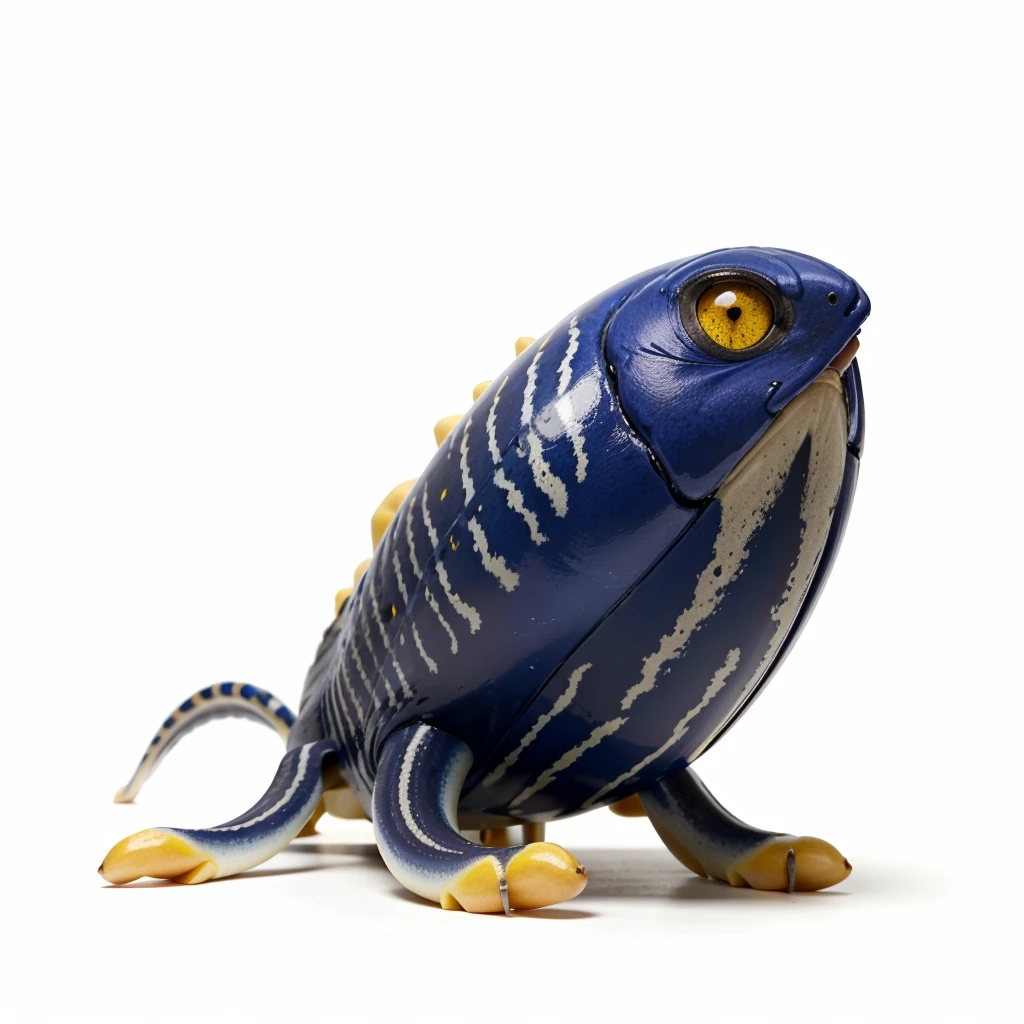 Big Animaly, has blue stripes on his skin, yellow eyes, squid mixed with atom, Grassroots, (no background)