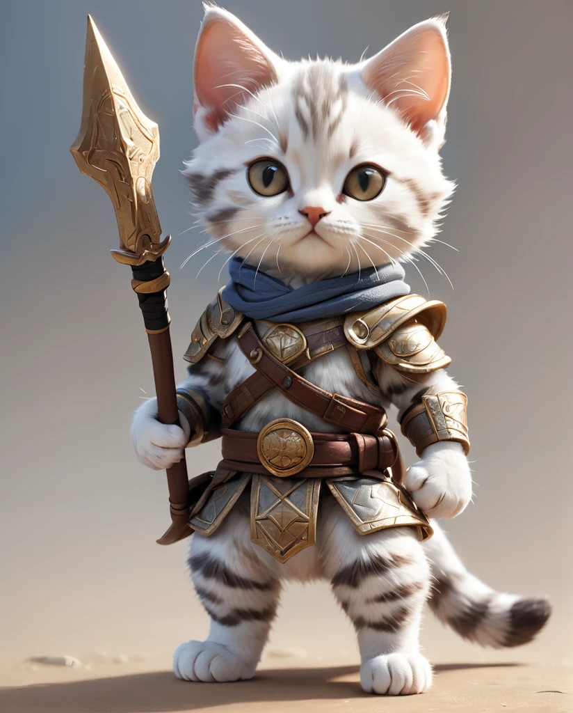Kitten Warrior 2 high detail Full Body Shot Looking this way Amesho