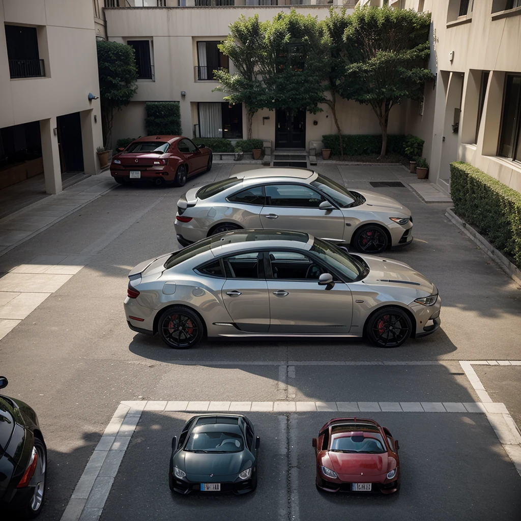 A color photograph showing several cars of different makes parked in a courtyard. in the spotlight, one of the cars has a large and visible sticker with the inscription 'JEFFSON MULTIMARCAS', written with two F's, glued to the side or rear window. Em primeiro plano, there is an official document or certificate with a visible seal, representing the authenticity or formalization of something related to vehicles. The image clearly highlights the 'JEFFSON MULTIMARCAS' brand, conveying a feeling of organization and formality, ideal for a WhatsApp group focused on automotive or commercial topics.