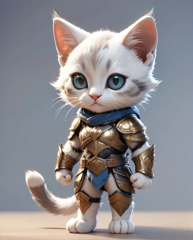 Kitten Warrior 2 high detail Full Body Shot Looking this way Black cat