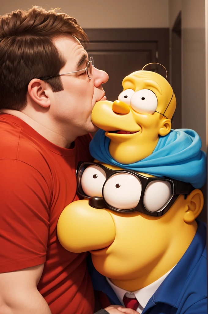 Peter Griffin kissing Homer Simpson
