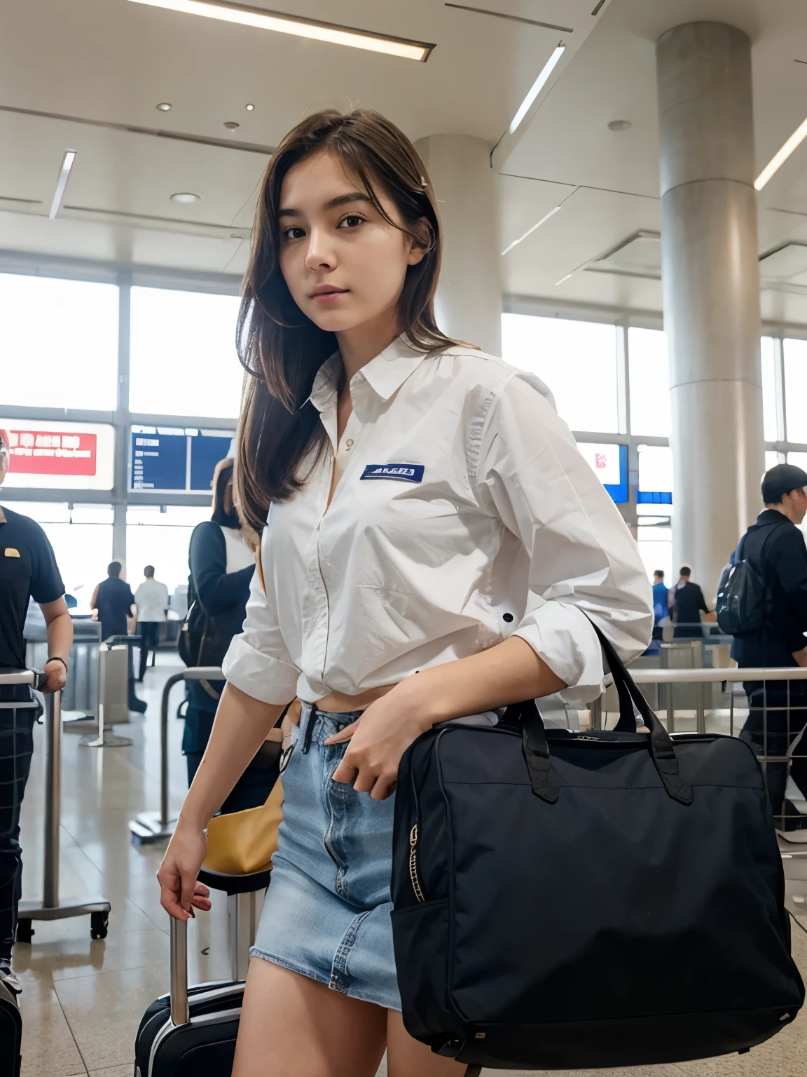 Girl White Skin in Airport