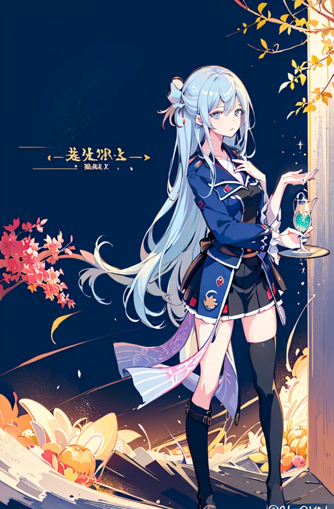 1girl, solo, outdoors, long hair, holy place, Original,(Illustration:1.1),(Best Quality),(masutepiece:1.1),(the Extremely Detailed CG Unity 8K Wallpapers:1.1), (Colorful:0.9),(mid-shot:0.95),(extremely detailed beautiful face),(Solo:1.2), (girl),(((Lori))), (Detailed beautiful eyes:1.15), (Beautiful face:1.15), (Glowing blue eyes:1.25////),(((sky blue Long Hair))),(two side up),(+perfect hand+:1.21),(Draw illustration of Japan priestess costume),(slender),(White pleated skirt),(Gothic),((black thighhighs)),(frilld),(Beautiful Slender Lolita Girl),hallowween,standing, girl,10 years old, girl,foggy place,vampire,sky blue hair,((full body,whole body)),