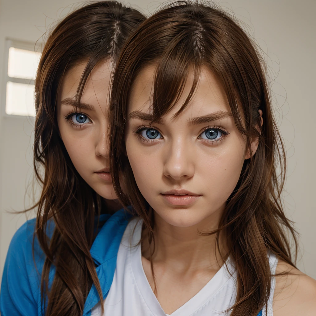 anime model image, girl with light brown hair and blue eyes wearing the Karasuno High from Haikyuu