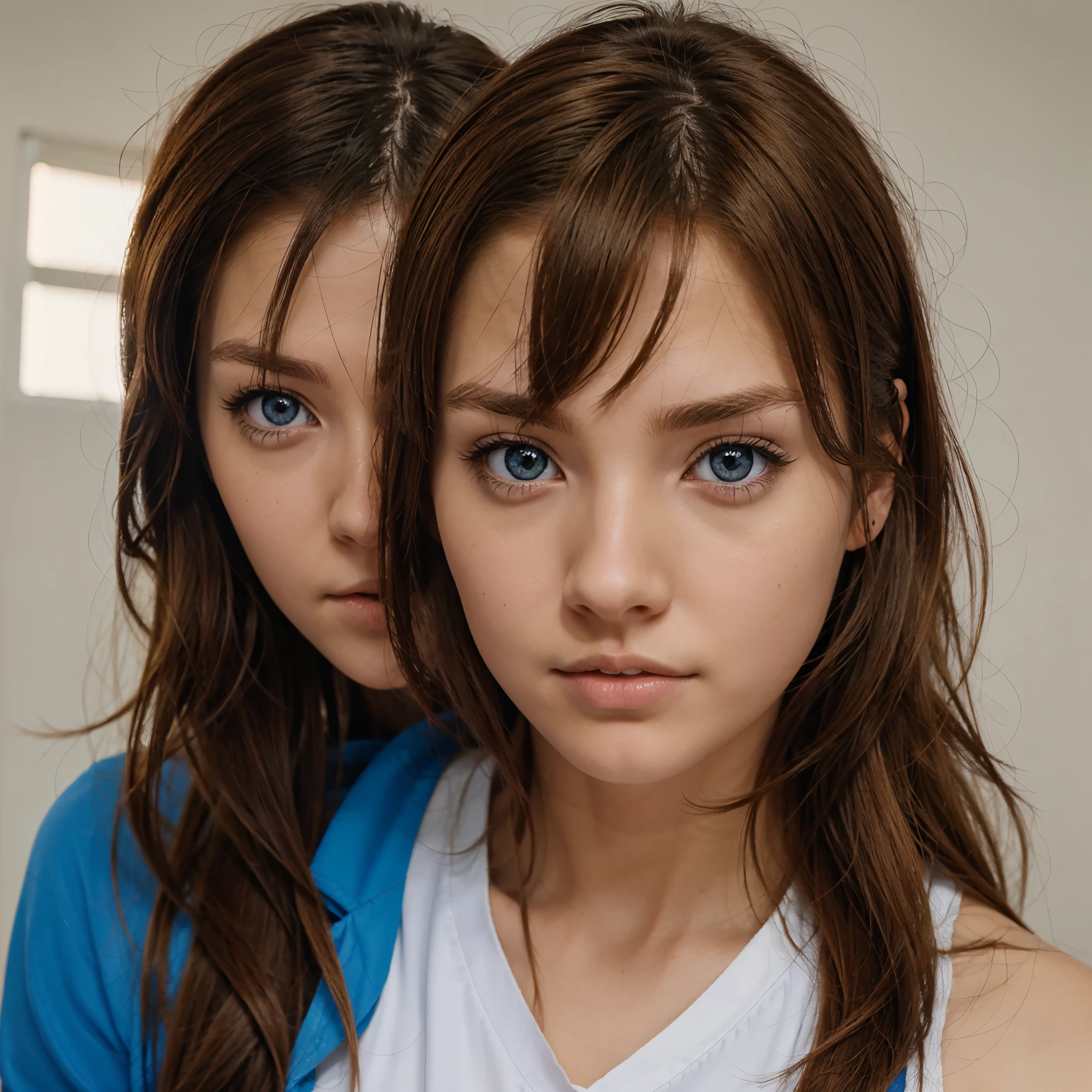 anime model image, girl with light brown hair and blue eyes wearing the Karasuno High from Haikyuu