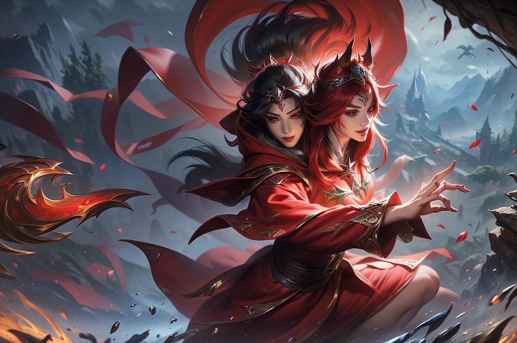 a girl in a red hooded cloak, wolf ears, alchemist, potions on her waist, beautiful, long red hooded cloak, detailed face, detailed eyes, detailed lips, extremely detailed facial features, extremely detailed portrait, oil painting, intricate details, rich textures, vibrant colors, dramatic lighting, fantasy, magical realism, cinematic composition, (best quality,4k,8k,highres,masterpiece:1.2),ultra-detailed,(realistic,photorealistic,photo-realistic:1.37),HDR,UHD,studio lighting,ultra-fine painting,sharp focus,physically-based rendering,extreme detail description,professional,vivid colors,bokeh
