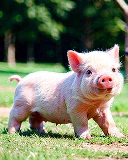 High quality, very beautiful, pink pig on the grass,  Ultimate Pink Pig 