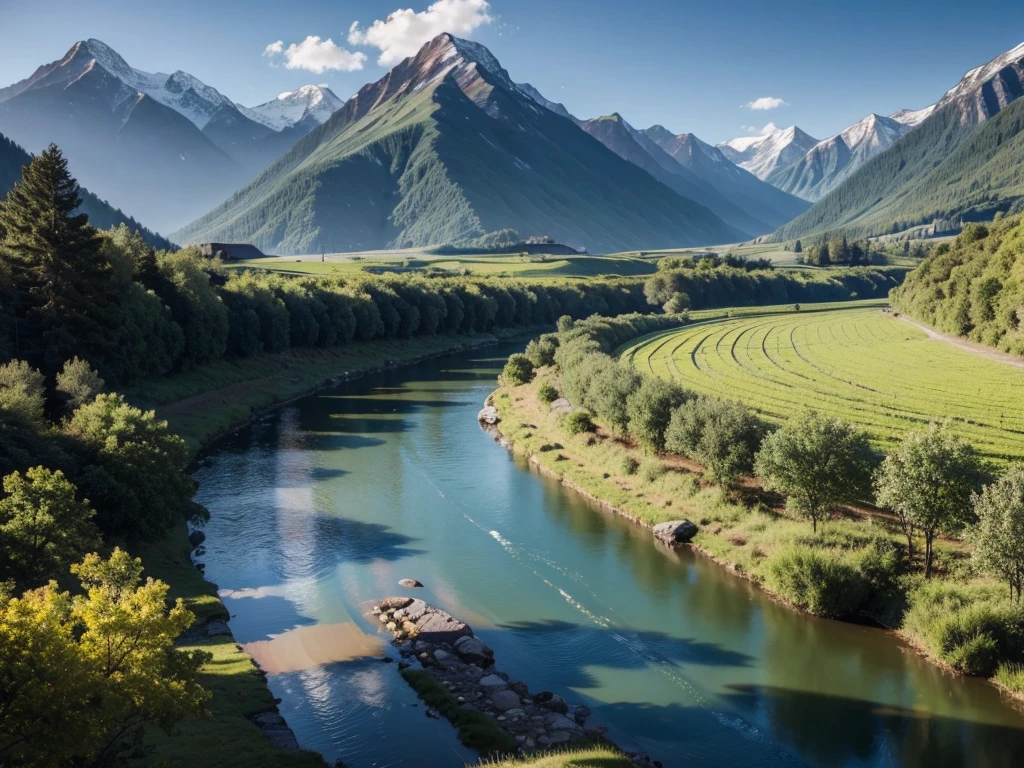 Landscape scenery mountains rural river scenery