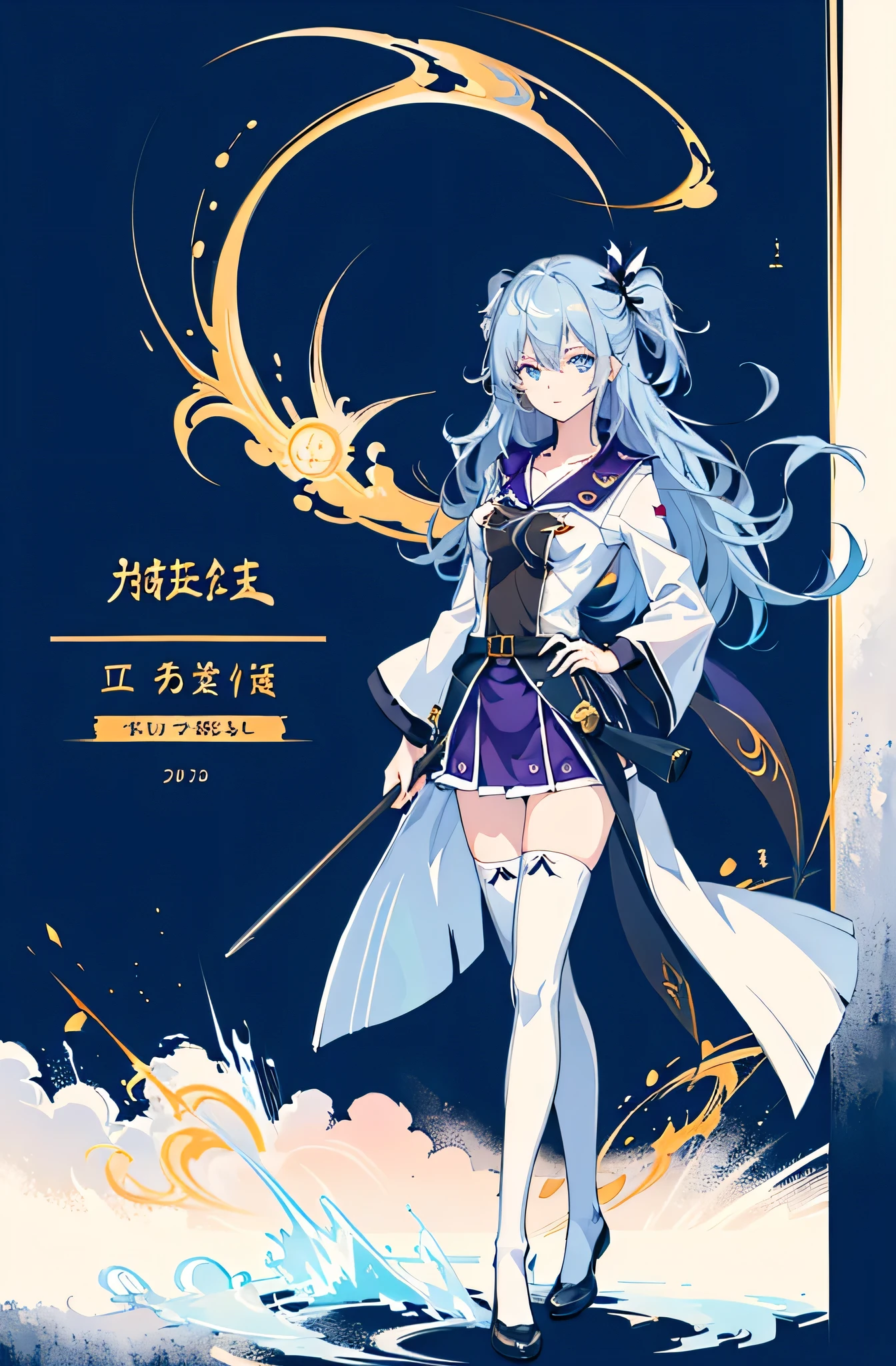 1girl, solo, outdoors, long hair, holy place, Original,(Illustration:1.1),(Best Quality),(masutepiece:1.1),(the Extremely Detailed CG Unity 8K Wallpapers:1.1), (Colorful:0.9),(mid-shot:0.95),(extremely detailed beautiful face),(Solo:1.2), (girl),(((Lori))), (Detailed beautiful eyes:1.15), (Beautiful face:1.15), (Glowing blue eyes:1.25////),(((sky blue Long Hair))),(two side up),(+perfect hand+:1.21),(Draw illustration of Japan priestess costume),(slender),(White pleated skirt),(Gothic),((black thighhighs)),(frilld),(Beautiful Slender Lolita Girl),hallowween,standing, girl,, girl,foggy place,vampire,sky blue hair,((full body,whole body)),((black thighhighs)),((black thighhighs)),