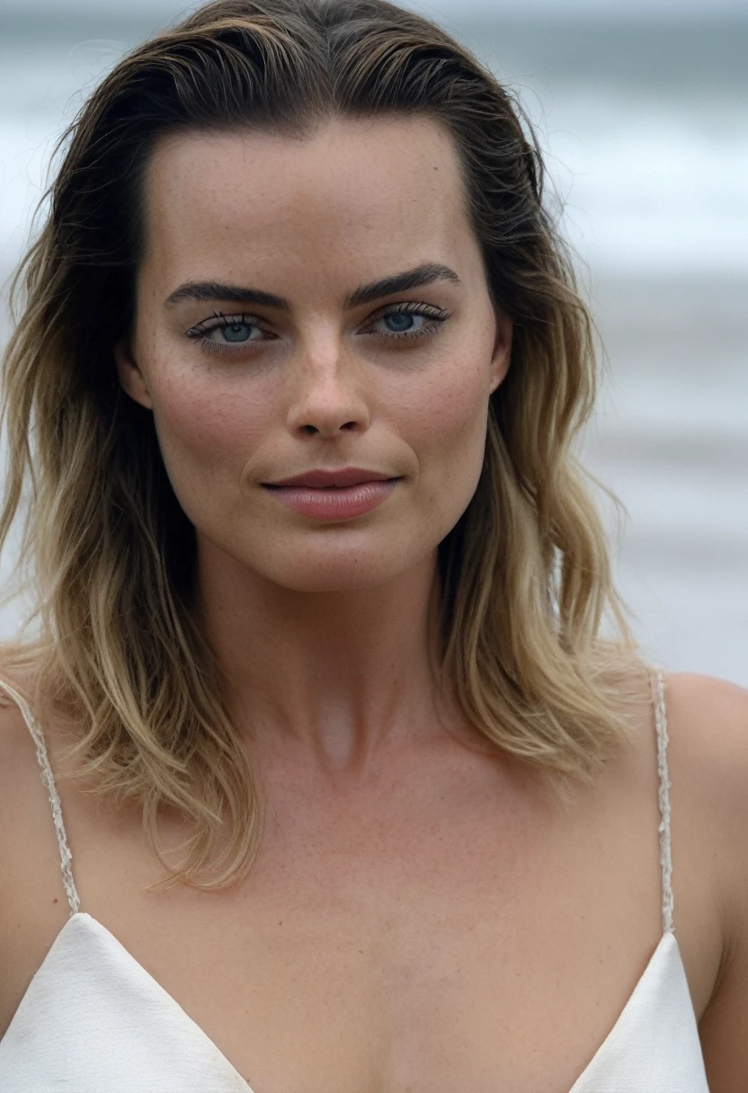  high quality  Erotic shot , 40yo woman ( Margot Robbie ) celebrity erotic photograph , (sensual face, detailed face skin, extremely erotic :1.5 nude, alexandrad44 ), slight curly hair:1.4, extremely long  hair , erotic photoshoot , fit muscular figure , exhausted look, rainy, wet, shiny sweaty skin, seductive expression , on beach, wet hair, dark atmosphere, bright realistic  lighting , rosy white pale  skin tone , erect nipples , celebrity, female,  woman, hollywood actress, , erotic angle  , fleshy muscular woman  , ( natural lights, depth of field, insanely detailed skin texture, hyper detailed features )