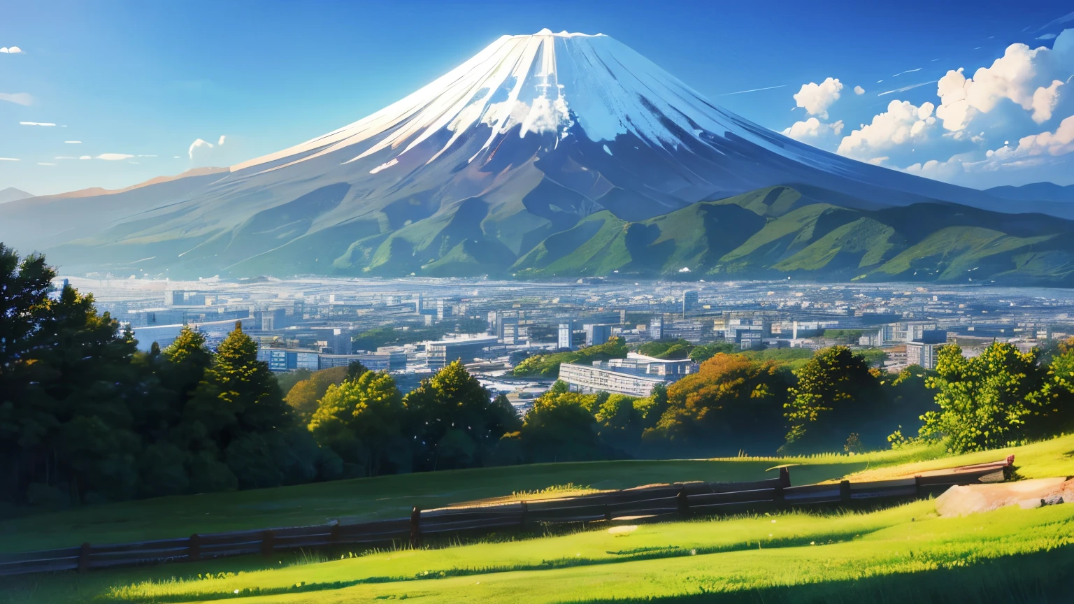 Background painting, Fuji Mountain, Congratulations