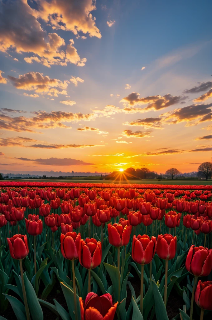 Tulips and sunset