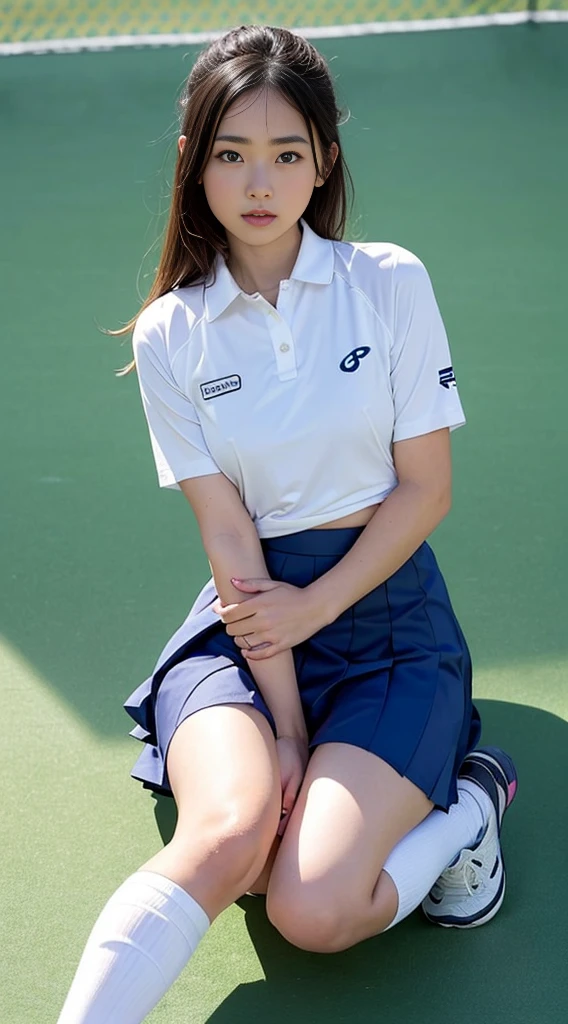 nsfw、from low、I want you to look at my panties.、showing panties、Sitting physical education、You can see Blue panties in BDSM、pantyhose、up skirt、skirt raised、((Japan Girls High School Tennis Uniform in Blue and White Thin Mini Skirt)、crotch wide open:1.2、Very little mass、)、Sit with your knees bent、Don't hide your lower body、Very very cute face、The best smile、voluptuous body、camel toe、((maximum quality,8K、Masterpiece artwork:1.3))、sharp focus:1.2、Beautiful woman with perfect body:1.uthful face、you can see the double teeth、Medium Bob Light Brown Hair、A slender、sit-ups:1.2、oiled shiny skin、Highly detailed facial and skin texture、A detailed eye、double eyelid、professional writing、tennis jacket、(((Panties are visible)))