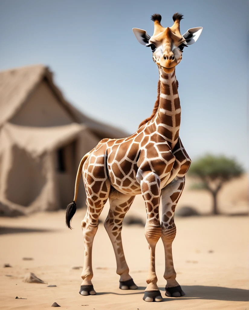 Giraffe Baby Warrior 2 high detail Full Body Shot Looking this way