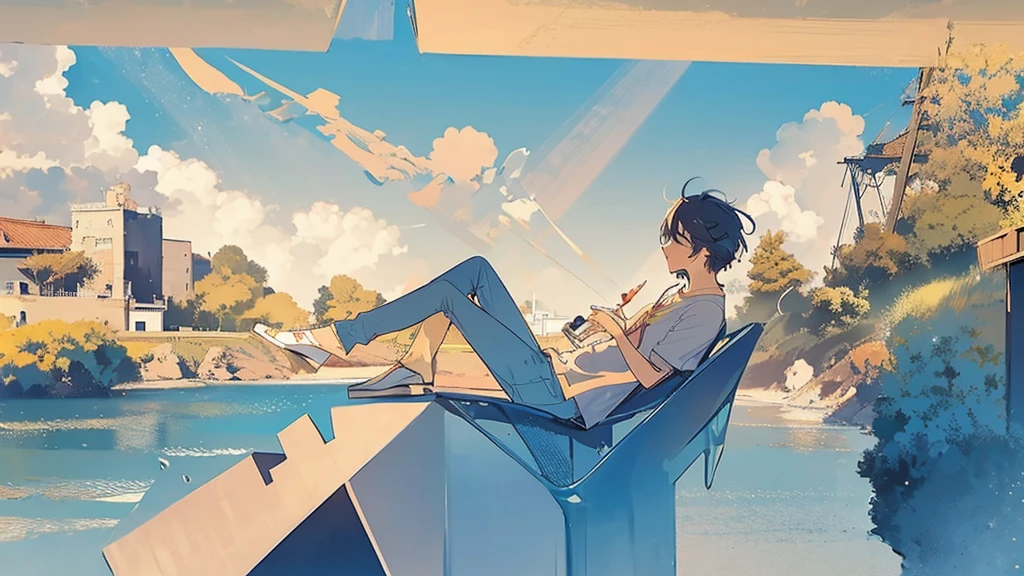 highest quality、masterpiece、A couple、One man and one woman、Summer、seaside、cool、Blue sky and white clouds、intimate interaction