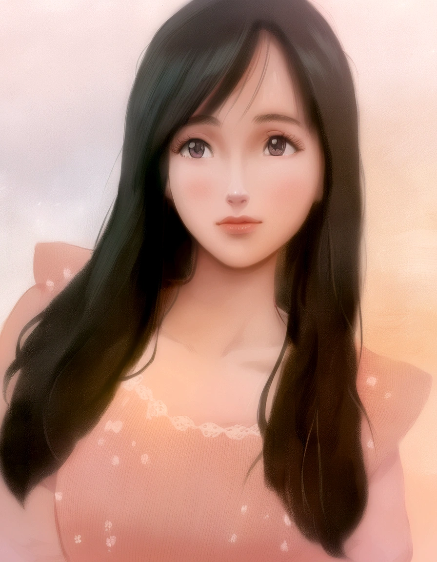 girl, Black Hair, Ghibli style, Anime Style, Manga style,