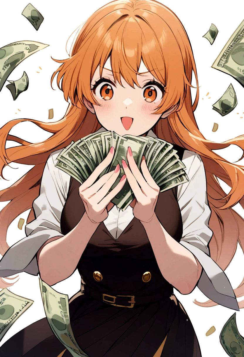 Nami with having   a lot of money in her hands
