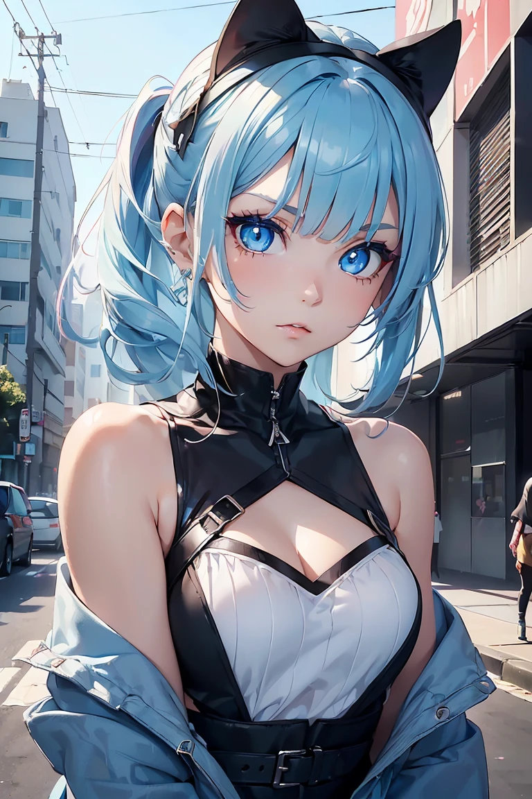Jinx, Fleshy thighs, (Micro bikini), Instagram pose,Show armpits, Dynamic angle, Nipples, Simetall,C cup, Happy expression, (entire body image:1.5), ((8K, Best quality, A high resolution:1.35)), (RAW photo:1.2), (Photorealsitic:1.37), (Masterpiece: 1.25), (perspired: 0.2), Dramatic lighting, photon maping, Radio City, symmetry, Complexity, Elegance, ((1 girl)), Large of breast, (Long eyelashes), detailed eyelashes, eye shadows, glowing eyes, Natural makeup, Clear facial features, curvy build, (Exposed cleavage), (Showing stomach), (Fine detailed beautiful eyes: 1.2), Bad girl, Erotic, (((Street background, Night City, Night)))