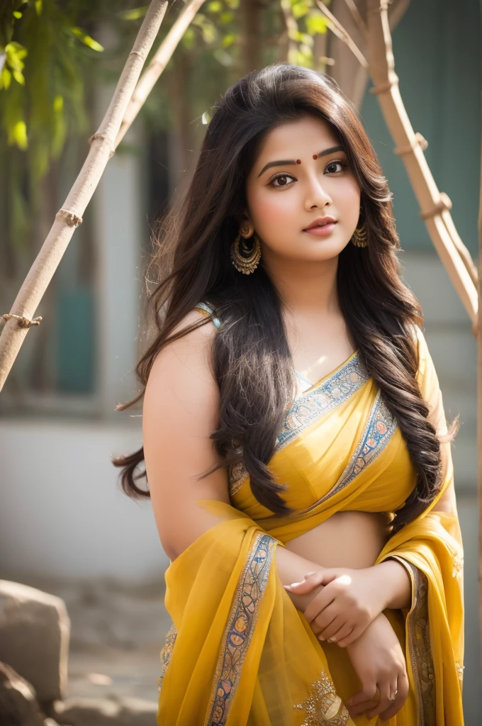 1 Heavenly beautiful and goddess beauty cute and sweet looking face Indian female in front of Zhanli Village, China, Heavenly beautiful Overweight, Heavenly beautiful Extremely fat, Heavenly beautiful and attractive Chubby figure , Heavenly beautiful looking and eye catching luxury style tight fitting Indian traditional sarees , reaching out, Heavenly beautiful Arabian woman, 16k, High resolution, masterpiece, highest quality, fine skin, outside view, Realistic Photograph, size 45 and waist size 32, close up face view