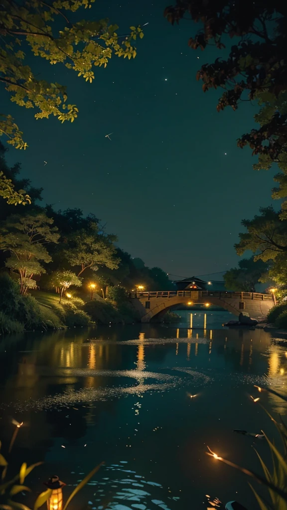 The scenery of swarms of fireflies shining on the riverbank、It's like a part of a fantastic dream.。A quiet night with the gentle sound of the river、The moon and stars gently illuminate the sky、They are reflected on the surface of the river, shimmering.。Grass and trees々from between、Countless fireflies fluttering up、Small points of light々is spread all around。
The light of the fireflies is as warm as a small lantern.、A pale green glow gently envelops the surroundings.。The light of the fireflies gently landing on the flowers and leaves of the riverbank、The way it reflects on the water and sways、It's as if the starry sky has come down to earth.。Following the flow of the river、The sight of a swarm of fireflies moving around and spreading a carpet of light、It adds a fantastic beauty to the quiet darkness of the night.。
Standing on the riverbank、Wrapped in the light of fireflies、A moment when the tranquility and beauty of nature purifies the soul。The wind shakes the grass、With the sound of frogs croaking in the distance、The night scenery where the light of fireflies continues to shine quietly、Every moment is as precious as a jewel.。
