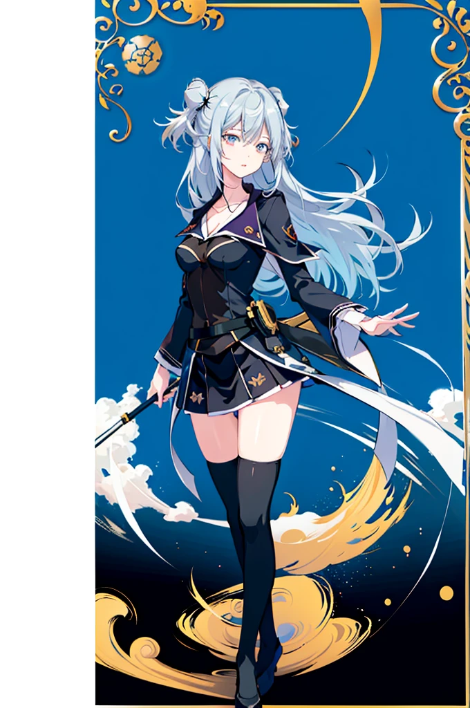 1girl, solo, outdoors, long hair, holy place, Original,(Illustration:1.1),(Best Quality),(masutepiece:1.1),(the Extremely Detailed CG Unity 8K Wallpapers:1.1), (Colorful:0.9),(mid-shot:0.95),(extremely detailed beautiful face),(Solo:1.2), (girl),(((Lori))), (Detailed beautiful eyes:1.15), (Beautiful face:1.15), (Glowing blue eyes:1.25////),(((sky blue Long Hair))),(two side up),(+perfect hand+:1.21),(Draw illustration of Japan priestess costume),(slender),(White pleated skirt),(Gothic),((black thighhighs)),(frilld),(Beautiful Slender Lolita Girl),hallowween,standing, girl,10 years old, girl,foggy place,vampire,sky blue hair,(((full body,whole body))),((black thighhighs)),white clothes,((black thighhighs)),((black thighhighs)),white Japan priestess costume,