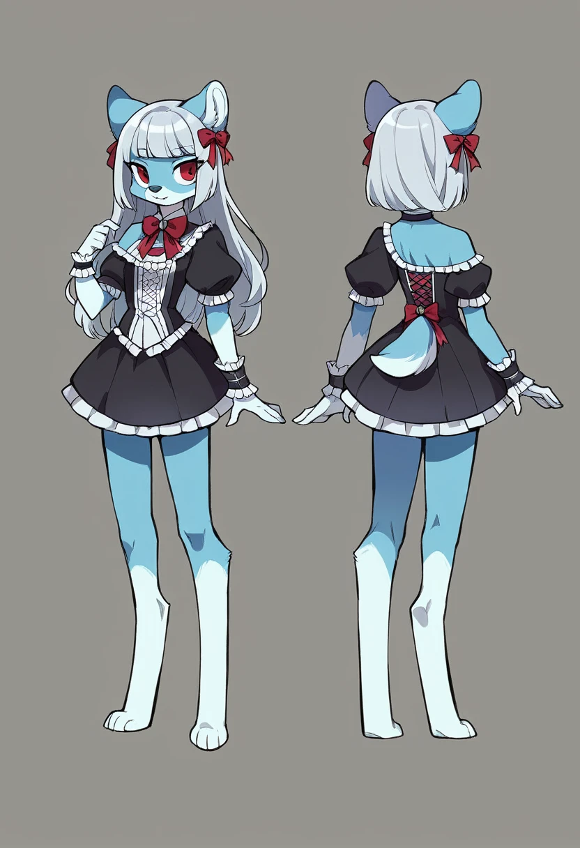 ((masterpiece)), (Highest quality))), (Character design sheet, National costume, same characters, front, ~ side, return), figure, 1 girl, whole body, Silver Hair, eyes hair, Beautiful red eyes, Princess Cut, Environmental change scene, Short skirt, Shyness, woman, girl, Are standing, Gothic ta, furry girl,ネズミのgirl, (simple returnground, white returnground: 1.3) ( masterpiece:1.2), (Highest quality:1.3)
