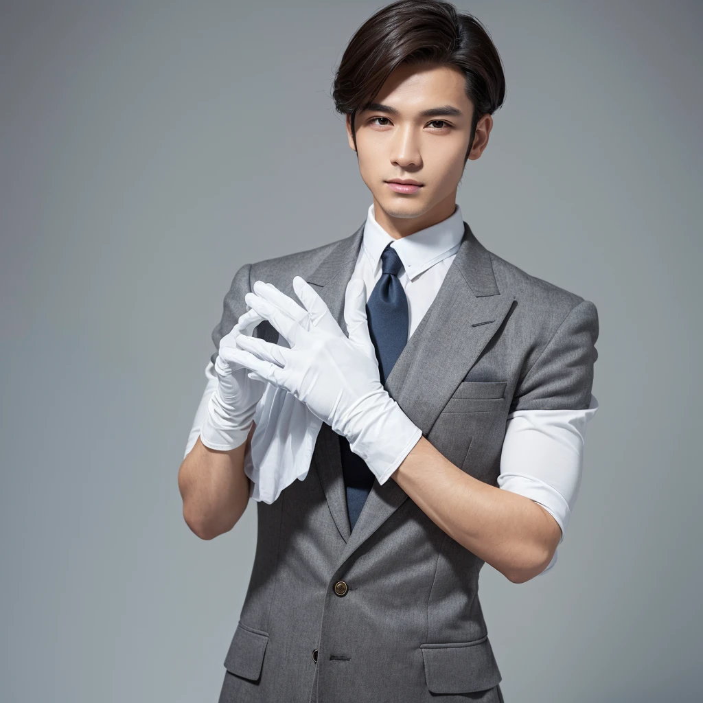 Man wearing white gloves
