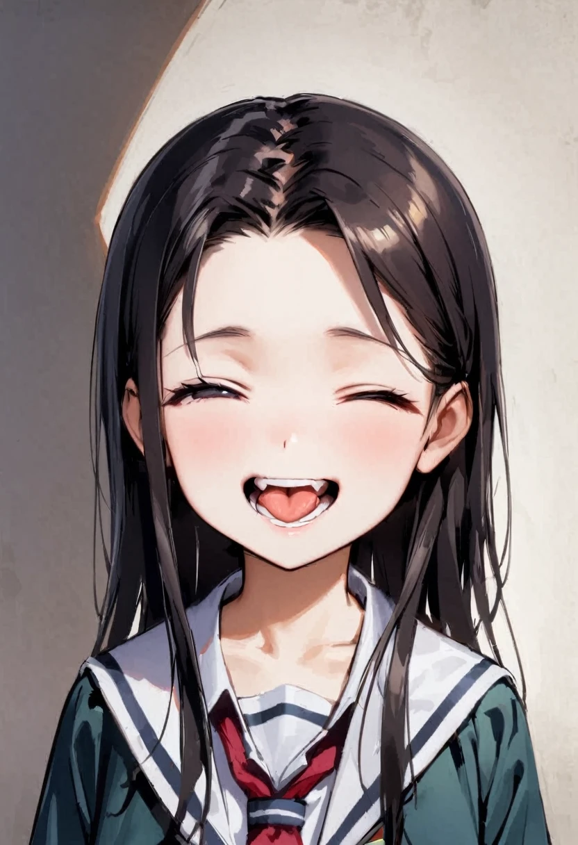 Squint your eyes、shoot from above、alone、headshot、Lick it with your tongue、Open your mouth wide、Double teeth、Close-up of face、primary school、School building、In the classroom、forehead、Private Server、Girl、Girl、Short、Younger、Lower school year、Baby Face、flat chest、smile
