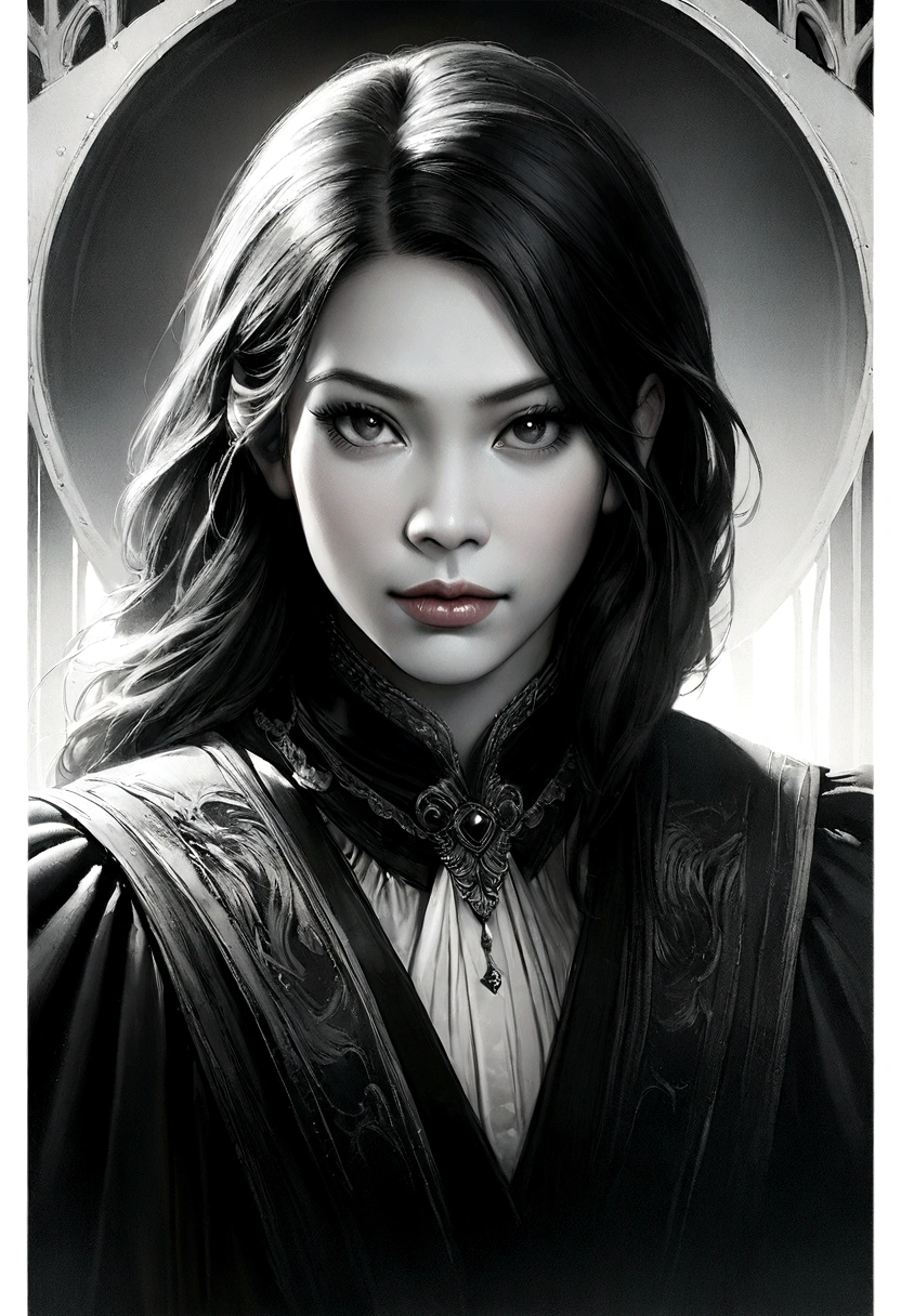 filmposter，a poster，cinematic ligh《Midnight Bells》Posters, Hyper-realistic, Artistic, All black and white