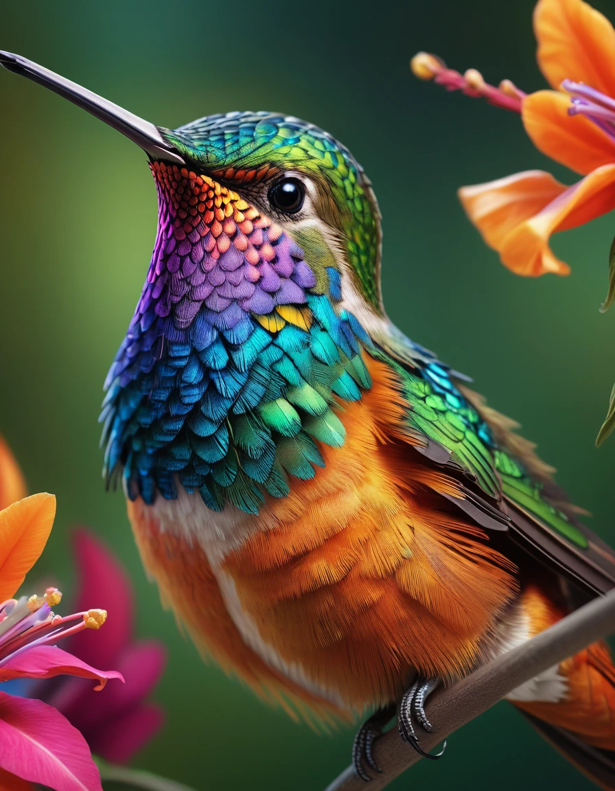 (best quality,4k,8k,highres,masterpiece:1.2),ultra-detailed,(realistic,photorealistic,photo-realistic:1.37),beautiful detailed hummingbird,detailed feathers,vibrant colors,natural background,close-up view,iridescent plumage,exquisite details,soft focus,high-definition rendering,breathtaking realism,professional photography,studio lighting