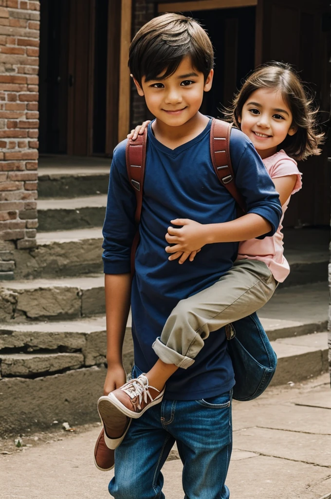 a boy carrying a beautiful girl