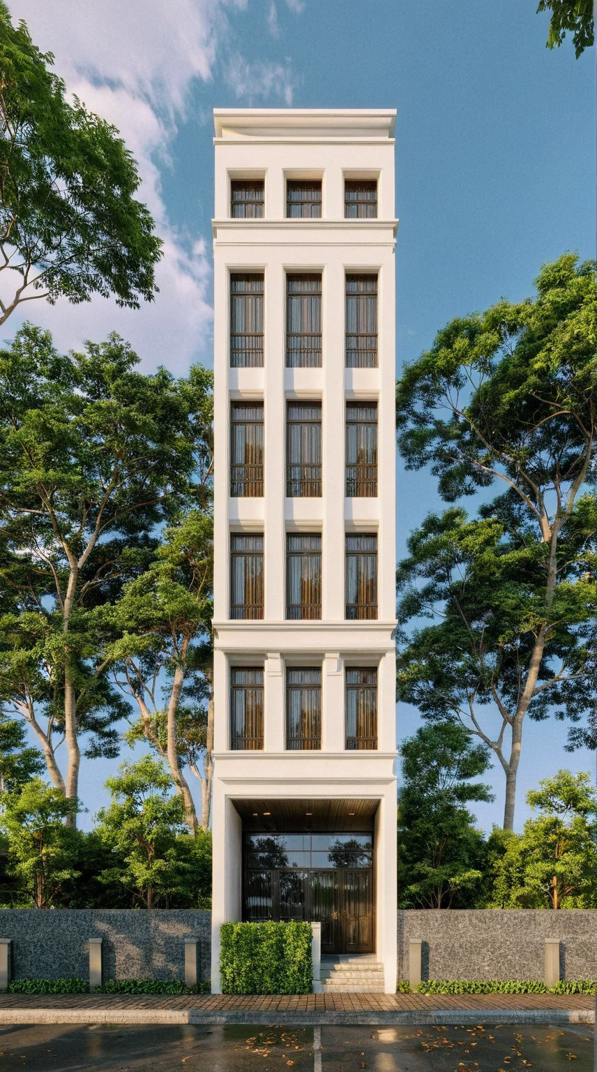 Raw photo,Masterpiece, high quality, best quality, authentic, super detail,
exterior, outdoors, house style indochine on the street ,aiaigroup
road,pavement, grass, trees, sky, cloud, (day:1.1)