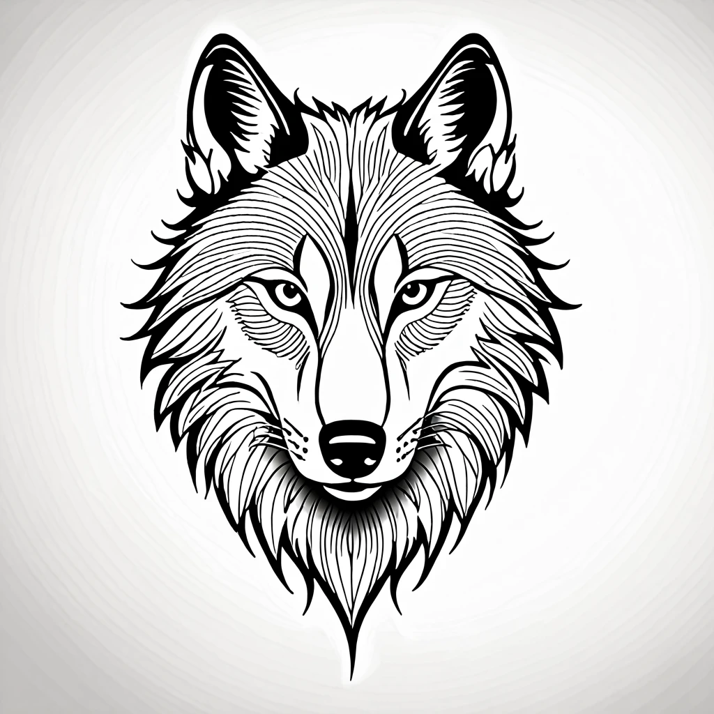 a tattoo design, a wolf, minimalistic, black and white drawing, detailed, 8k