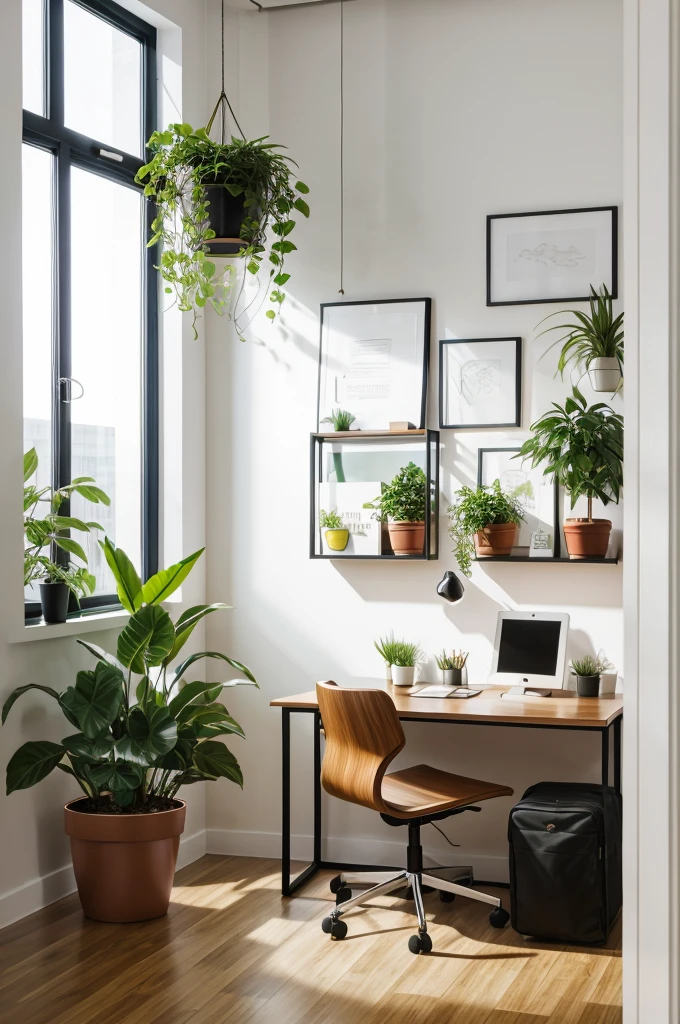 A office room baground image in room plants 
