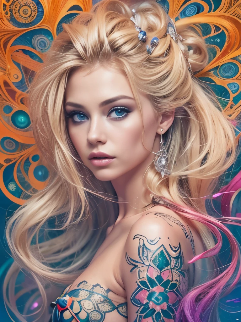 official art, unity 8k wallpaper, ultra detailed, beautiful and aesthetic, masterpiece, best quality, (zentangle, mandala, tangle, entangle), (fractal art:1.3) , 1 ultra hot gorgeous European woman, age 23. Blonde hair. She’s a playmate and men magazine model, blue jungle,  extremely detailed, dynamic angle, the most beautiful form of chaos, elegant, a brutalist designed, vivid colours, romanticism, by james jean, roby dwi antono, ross tran, francis bacon, michal mraz, adrian ghenie, petra cortright, gerhard richter, takato yamamoto, ashley wood, atmospheric. Full body shot. Bokeh, golden hour. BREAK
Perfect anatomy.
perfect hair.
perfect breast.
perfect body.
perfect hands.
perfect face.
perfect eyes.
accurate.
anatomically correct.