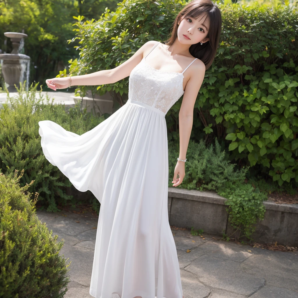 whole body、White dress、It's torn so that the important parts are not visible.、Soaking wet in the shower、beautiful girl、a