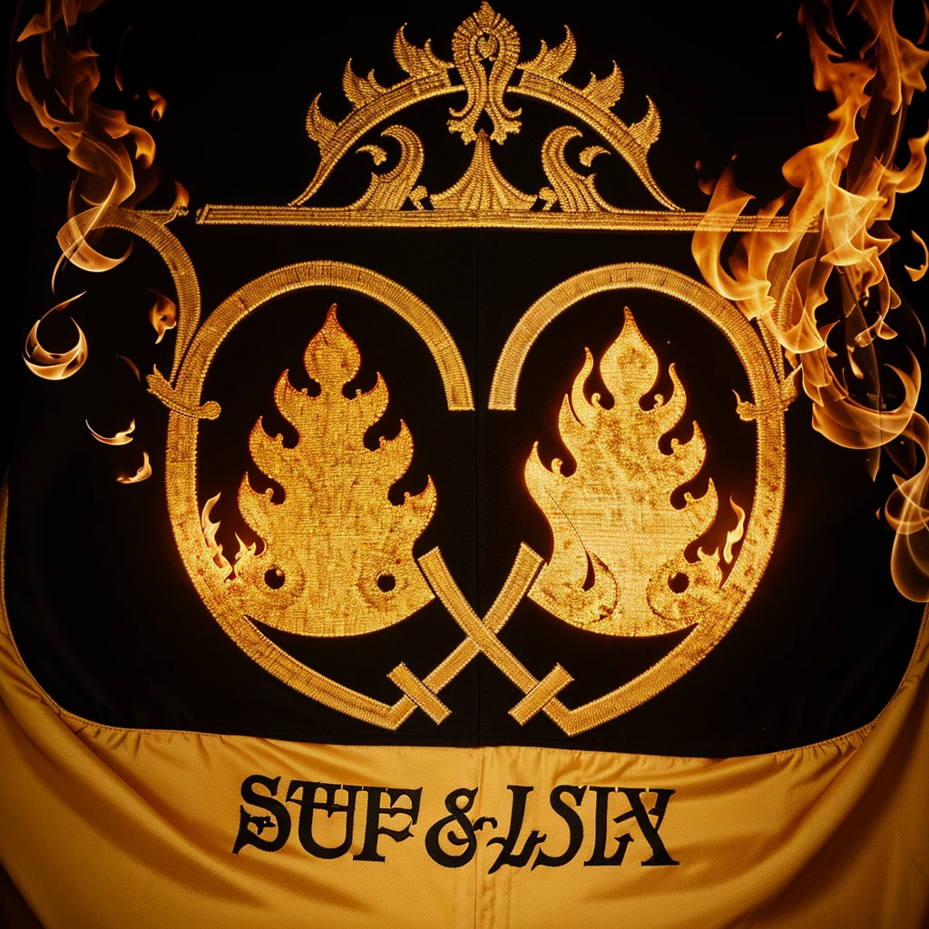 Lettering “Let Saxony burn in a controlled manner” motifs such as fire and pitchforks as well as the Saxony flag 