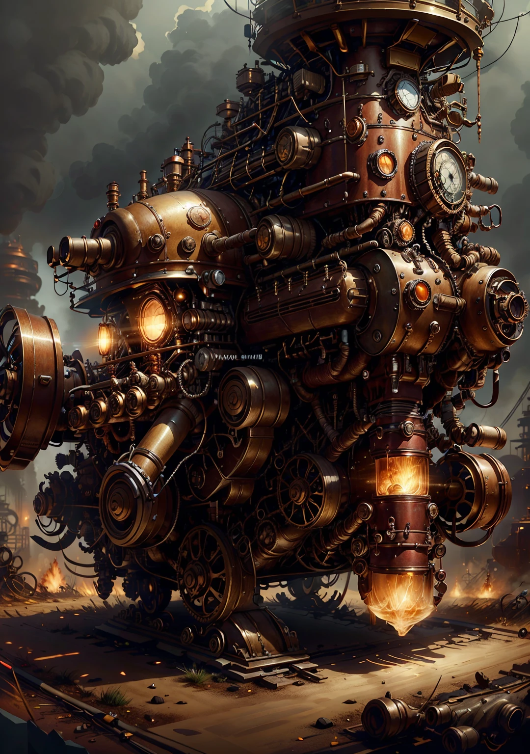 a beautiful steampunk woman, full body shot, in a mine extracting minerals with large steampunk machinery, steampunk, cinematic lighting, highly detailed, 8k, photorealistic, dramatic composition, intricate steampunk design, glowing machinery, rugged and industrial environment, warm color tones, dramatic shadows and highlights, mechanical gears and pipes, goggles, leather clothing, steampunk accessories
