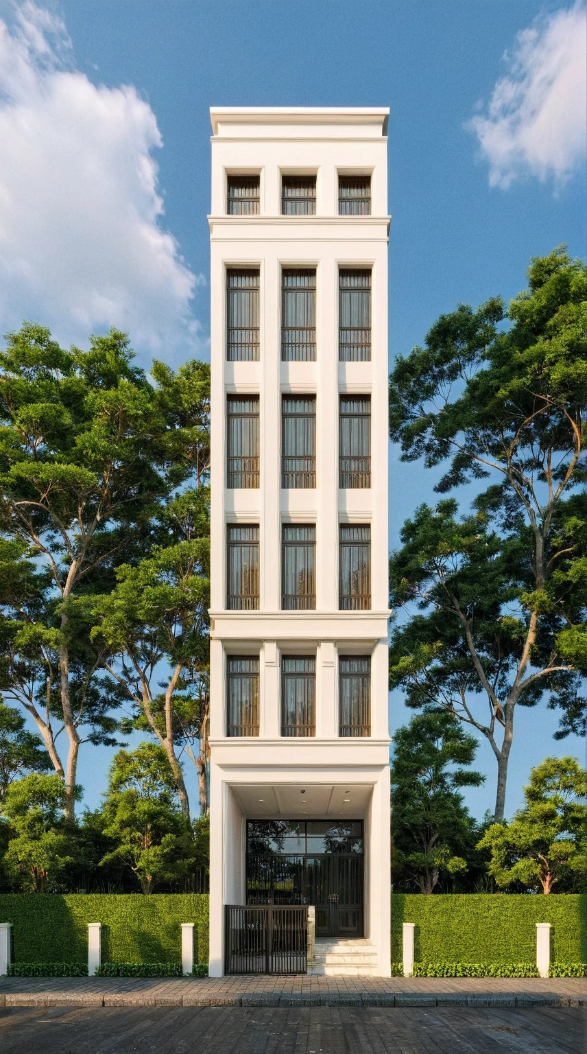 Raw photo,Masterpiece, high quality, best quality, authentic, super detail,
exterior, outdoors, house style indochine on the street ,aiaigroup
road,pavement, grass, trees, sky, cloud, (day:1.1)