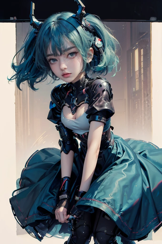 female, ((masterpiece, best quality, ultra detailed, absurdres), solo, short hair, breasts,cyberpunk