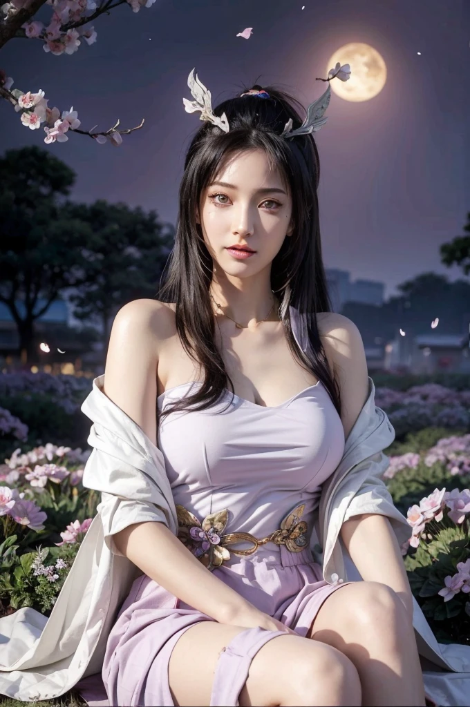 realistic, 1 women, best quality, 12k, HD, long hair, big round breasts, cleavage, ponytail, necklace, jewelry, shorts, short jacket, slim hips, hair tie, yellow eyes, black hair, super detailed, Eye details, hair details, person details, mouth details, face details, breast details, clothes details, hair details, pants details, hand details, whole body