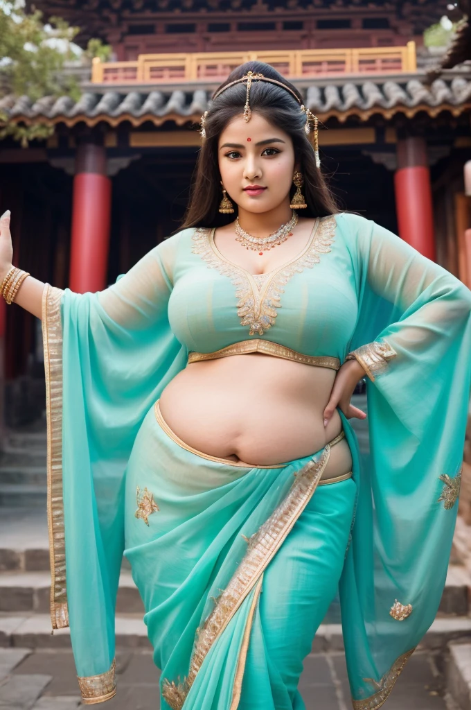 1 Heavenly beautiful and goddess beauty cute and sweet looking face Indian female in front of Fenghuang Ancient Town – Hunan, China, Heavenly beautiful Overweight, Heavenly beautiful Extremely fat, Heavenly beautiful and attractive Chubby figure , Heavenly beautiful looking and eye catching luxury style tight fitting Indian traditional sarees , reaching out, Heavenly beautiful Arabian woman, 16k, High resolution, masterpiece, highest quality, fine skin, outside view, Realistic Photograph, size 45 and waist size 32, close up face view