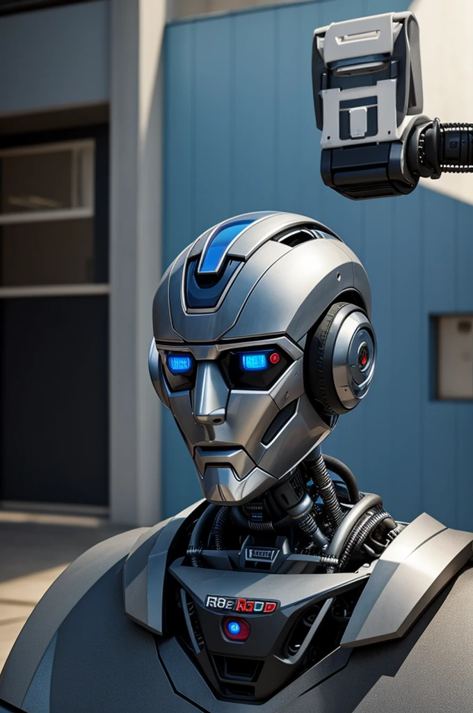 <lora:NOFACE V3.0:0.8>,(noface:1.1),mecha,solo,1other,helmet,science fiction,robot,humanoid robot,no humans,glowing,mask,armor,cable,chain mail,crack,fully armed,glowing eyes,<lora:more_details:0.5>,realistic,, (masterpiece:1.2),(best quality:1.2),intricate details,newest,ai-generated,perfect anatomy,1girl, 
beautiful girl,Jumping with arms out to the side,Confusion,hen house,Futuristic Cityscape with Holographic Displays,
edgQuality,