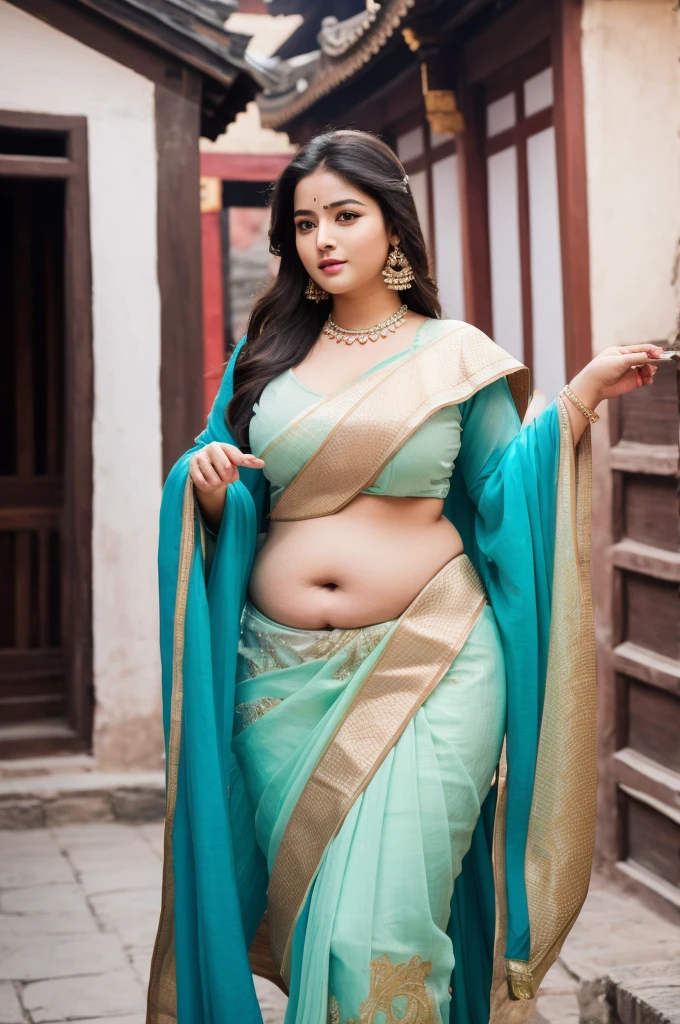 1 Heavenly beautiful and goddess beauty cute and sweet looking face Indian female in front of Fenghuang Ancient Town – Hunan, China, Heavenly beautiful Overweight, Heavenly beautiful Extremely fat, Heavenly beautiful and attractive Chubby figure , Heavenly beautiful looking and eye catching luxury style tight fitting Indian traditional sarees , reaching out, Heavenly beautiful Arabian woman, 16k, High resolution, masterpiece, highest quality, fine skin, outside view, Realistic Photograph, size 45 and waist size 32, close up face view