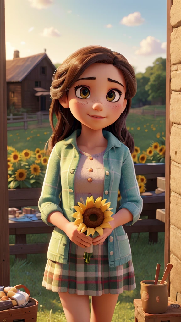 a picnic scene in a rural field, a checkered blanket on the grass with a bouquet of sunflowers and a cup of coffee, beautiful detailed eyes, beautiful detailed lips, extremely detailed eyes and face, long eyelashes, (best quality,4k,8k,highres,masterpiece:1.2),ultra-detailed,(realistic,photorealistic,photo-realistic:1.37),HDR,UHD,studio lighting,ultra-fine painting,sharp focus,physically-based rendering,extreme detail description,professional,vivid colors,landscape,warm color tones,soft natural lighting