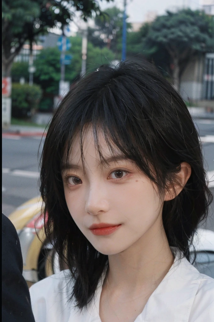 (Skin details:1.4), (smooth skin textures:1.3), Lipstick, background, earrings, serene, calm, (Realistic and detailed eyes:1.2), Natural skin texture, Realistic facial details, Soft dramatic lighting, Vivid details, 35 mm film, outdoor, (Photo Practical:1.4), (hyper Practical:1.4), (Practical:1.3), (Smoother lighting:1.05), (Improve lighting quality:0.9), (Highest quality real skin textures:1.4), Exquisite eyes, Delicate face, Close-up of face, (Enhance the beauty of skin texture:1.1), Hair details, normal body ratio, Moles under the eyes, thinking, A faint smile,公园background,Portrait Photography, Depth of Field, Bokeh, Surrealism, Ray Tracing, (Portrait Photography:1.1), Surrealism, High Detail, Chiaroscuro, Ray Tracing, reflected light, Ultra HD, Ultra HD, masterpiece, Textured Skin, Super Detail, High Detail, high quality, best quality